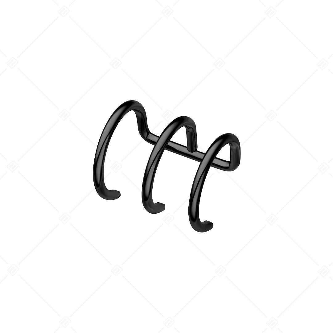 BALCANO - Toru / Orecchino triplo in acciaio inossidabile, placcato PVD nero