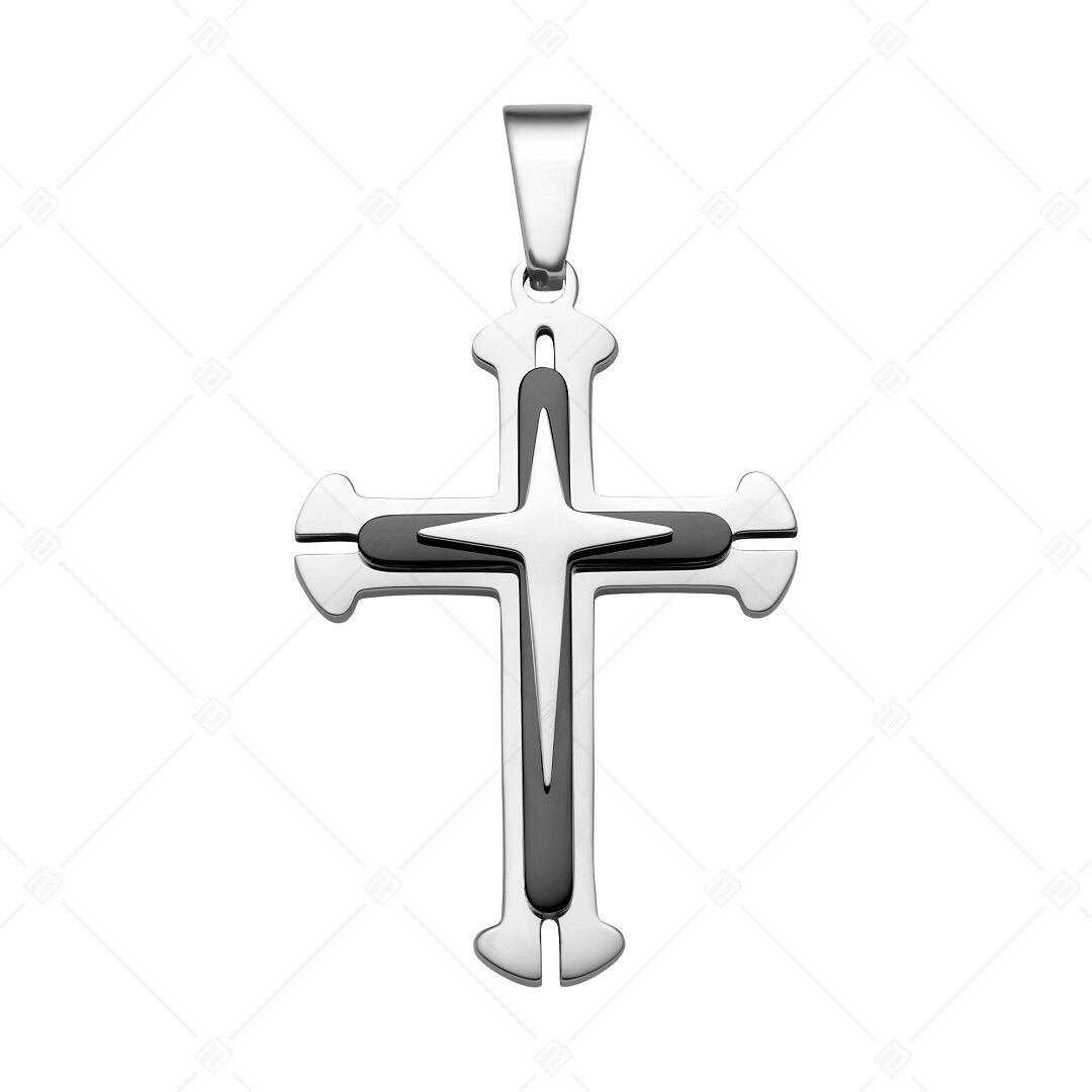 BALCANO - Colgante de cruz barroca de acero inoxidable con baño de PVD negro