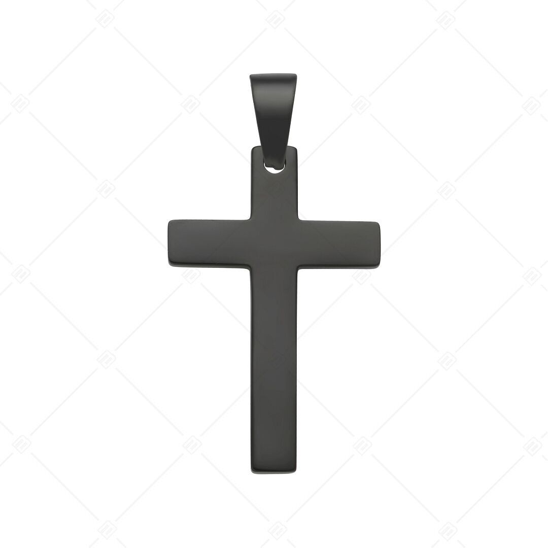 BALCANO - Cruz / Colgante de cruz grabable, baño de PVD negro