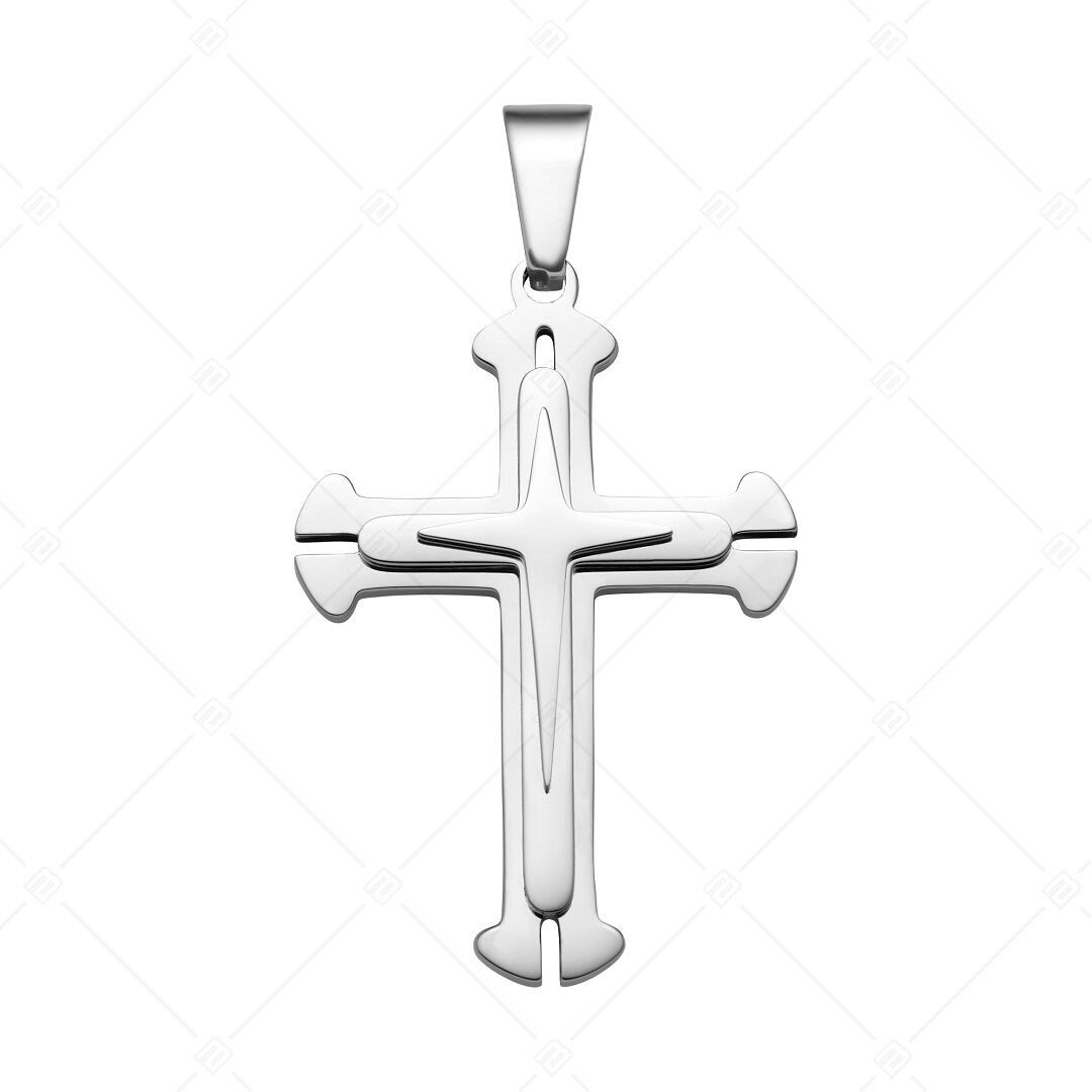 BALCANO - Colgante de cruz barroca de acero inoxidable, pulido alto