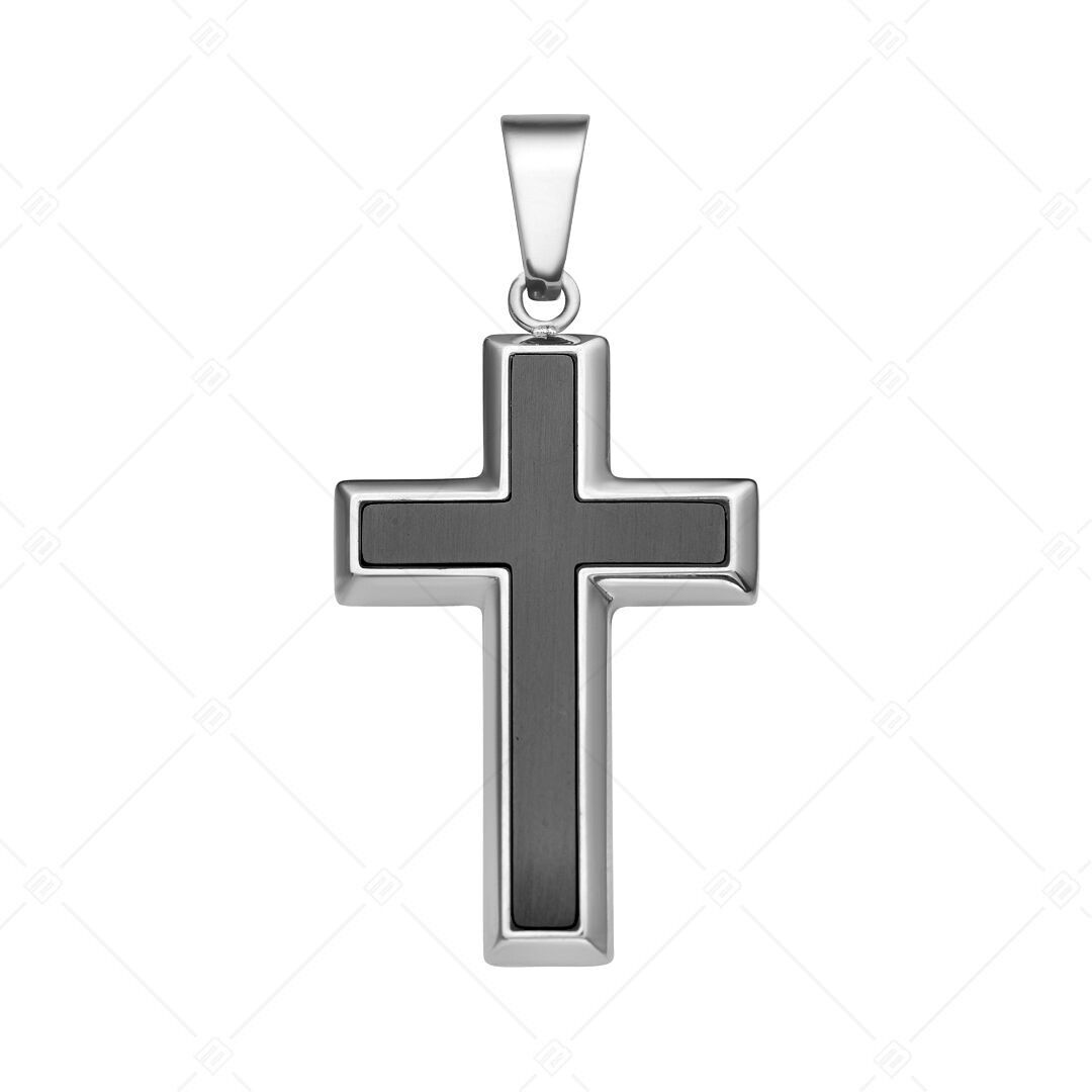 BALCANO - Colgante de acero inoxidable con cruz latina, chapado en PVD negro