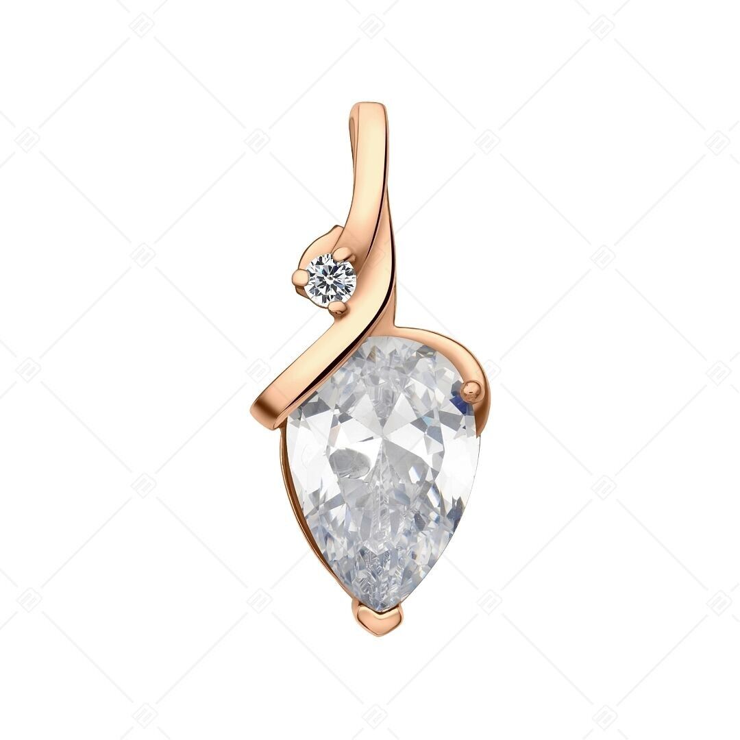 BALCANO - Colgante de Pera/Acero Inoxidable con Circonitas, Baño de Oro Rosa de 18 K