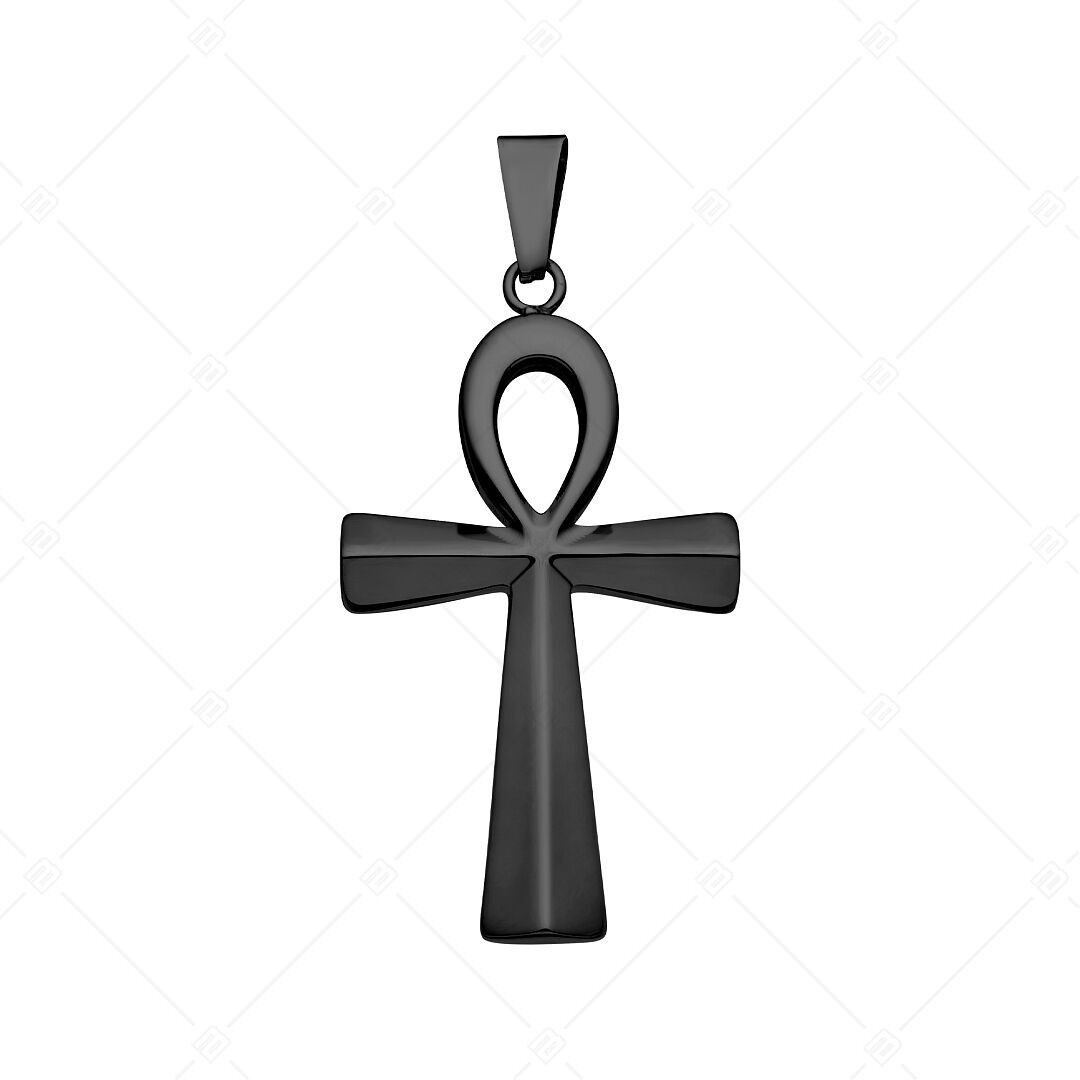 BALCANO - Pendentif Croix Isiris / Ankh (Croix égyptienne), plaqué PVD noir