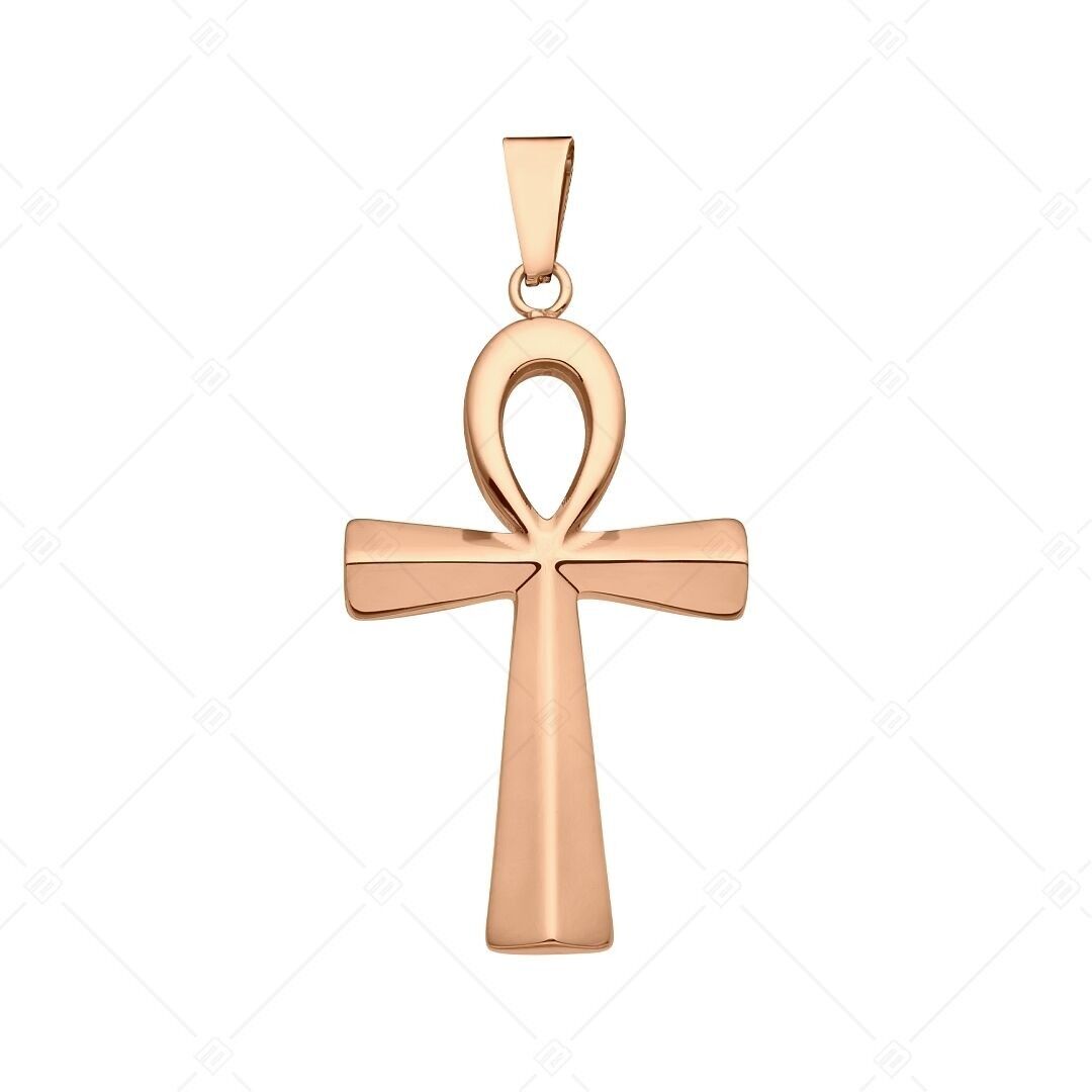BALCANO - Colgante de cruz de Isiris/Ankh (cruz egipcia), chapado en oro rosa de 18 quilates