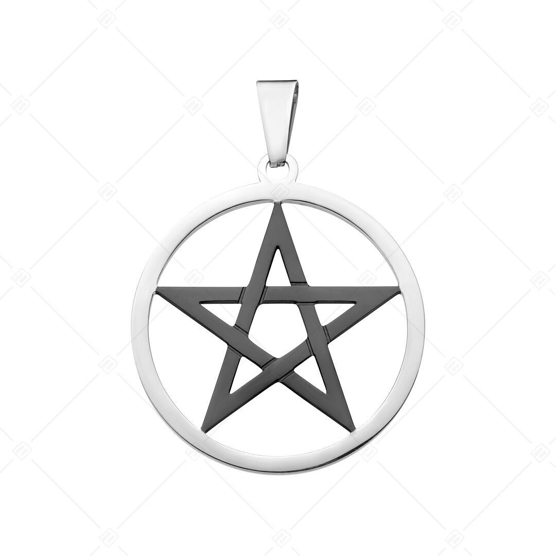 BALCANO - Colgante de pentagrama/estrella de cinco puntas, baño de PVD negro