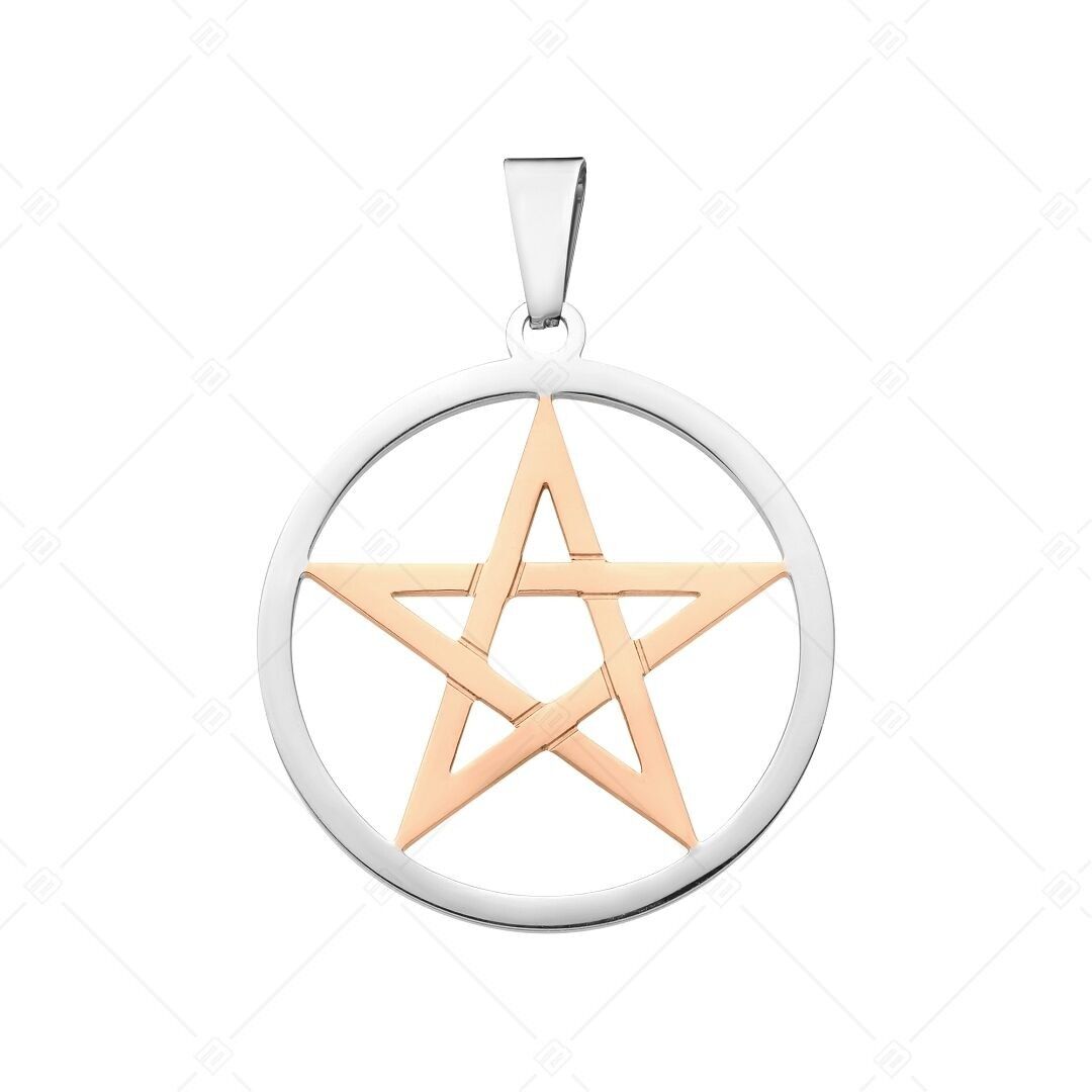 BALCANO - Colgante de pentagrama/estrella de cinco puntas, chapado en oro rosa de 18 quilates