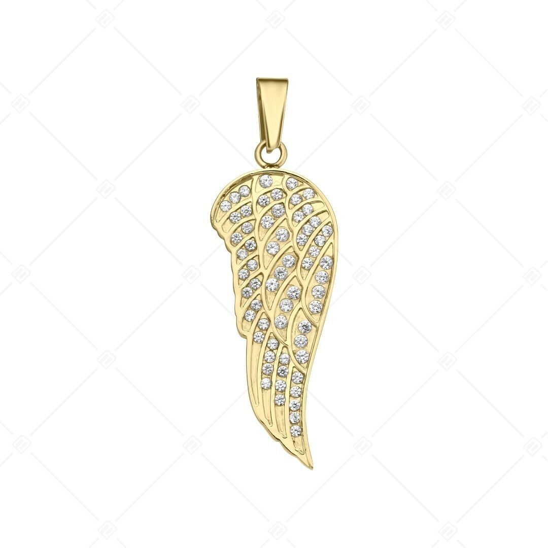 BALCANO - Colgante de angélica/ala de ángel con circonitas, chapado en oro de 18 quilates