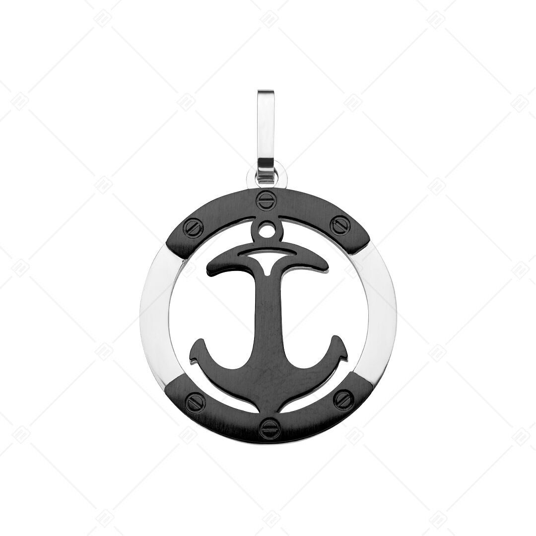 BALCANO - Colgante de acero inoxidable con forma de ancla, chapado en PVD negro