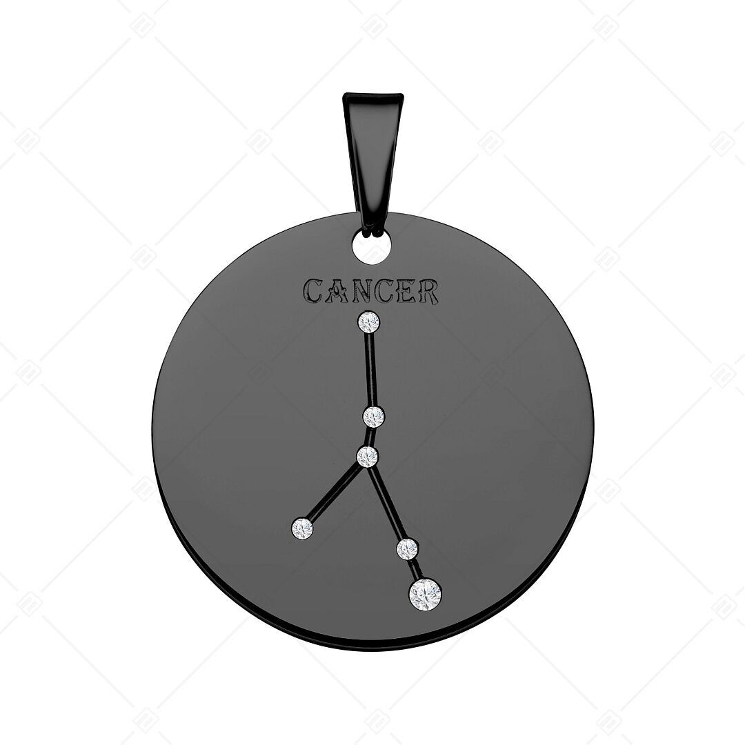 BALCANO - Colgante de constelación/zodíaco con circonitas, baño de PVD negro - Cáncer