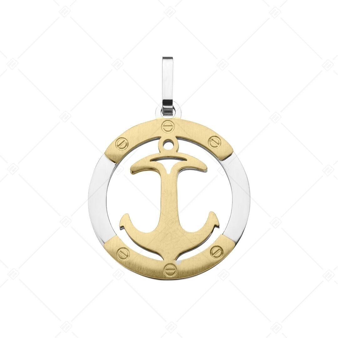 BALCANO - Colgante de acero inoxidable con forma de ancla, chapado en oro de 18 quilates