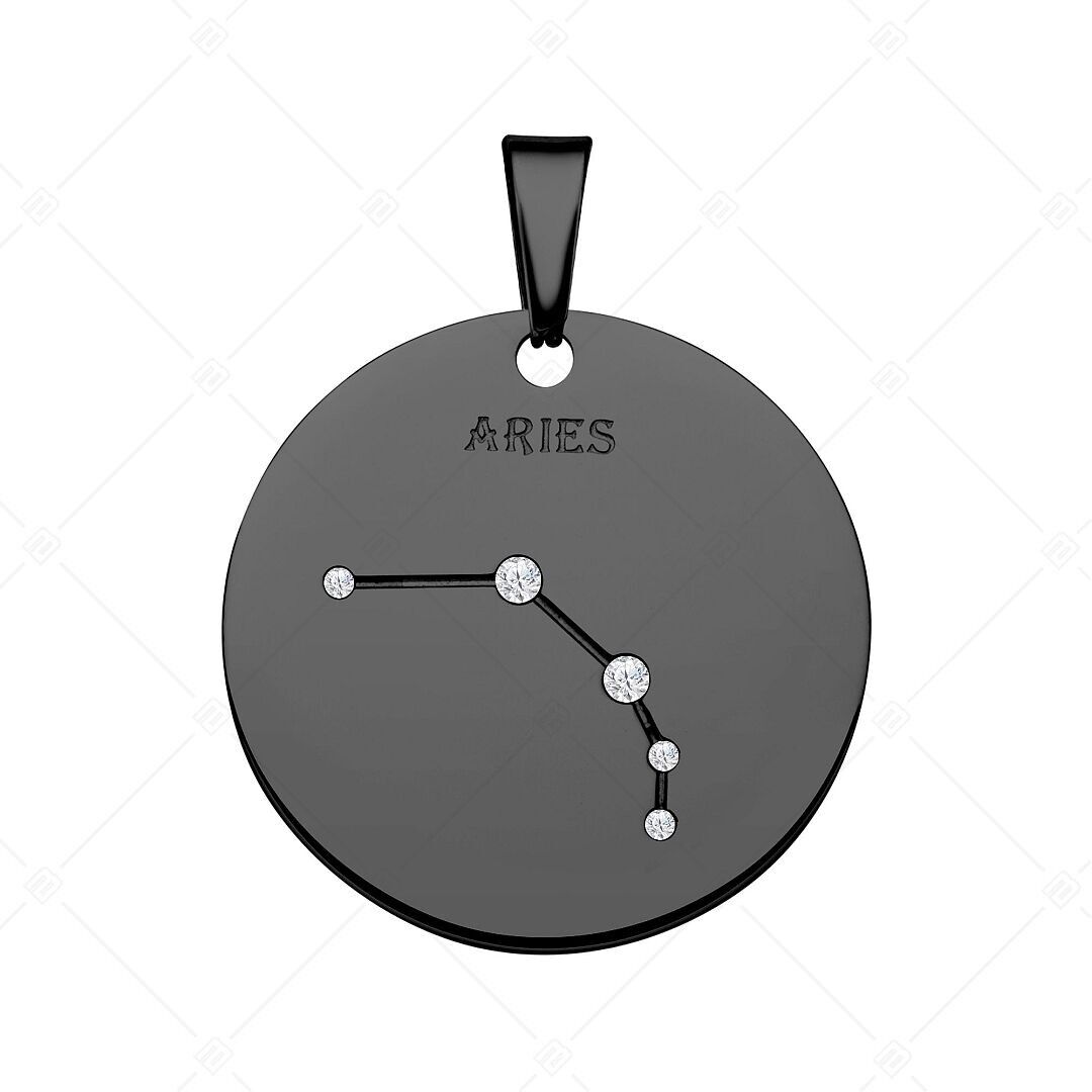 BALCANO - Colgante de constelación del zodiaco con circonitas, baño de PVD negro - Aries