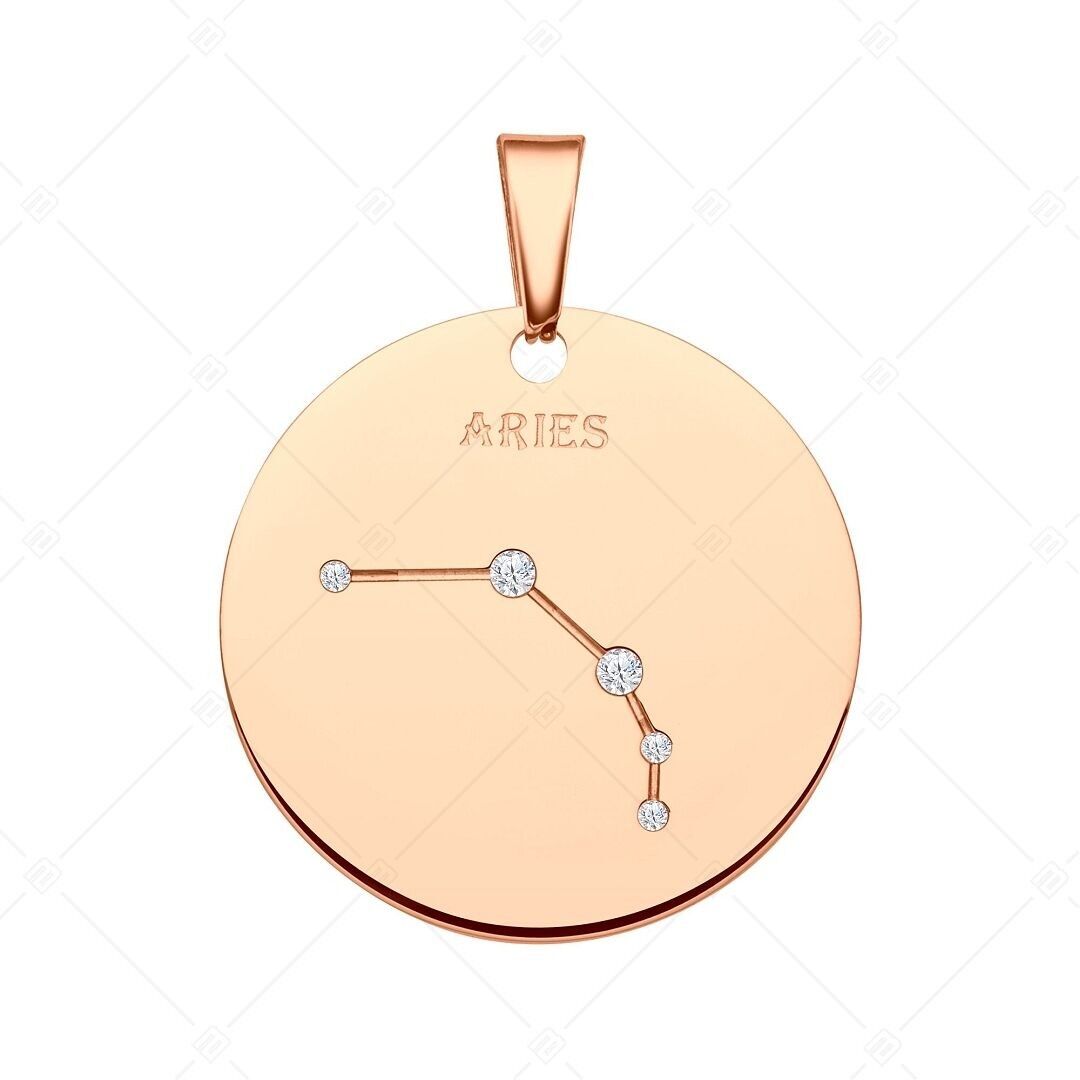 BALCANO - Colgante del Zodíaco/Constelación con Circonitas, Baño de Oro Rosa de 18 K - Aries