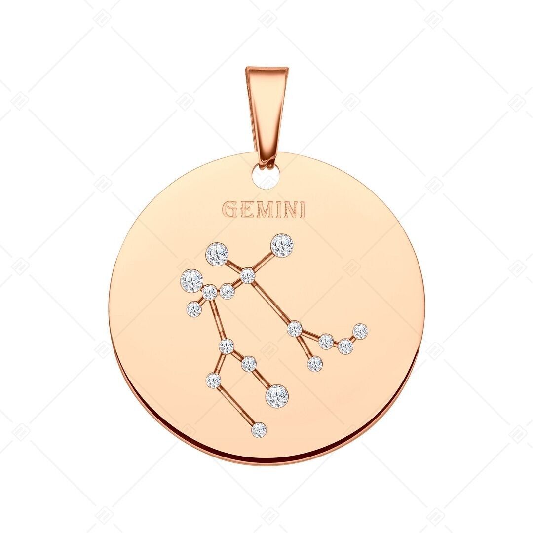 BALCANO - Colgante del Zodíaco/Constelación con Circonitas y Baño de Oro Rosa de 18 K - Géminis