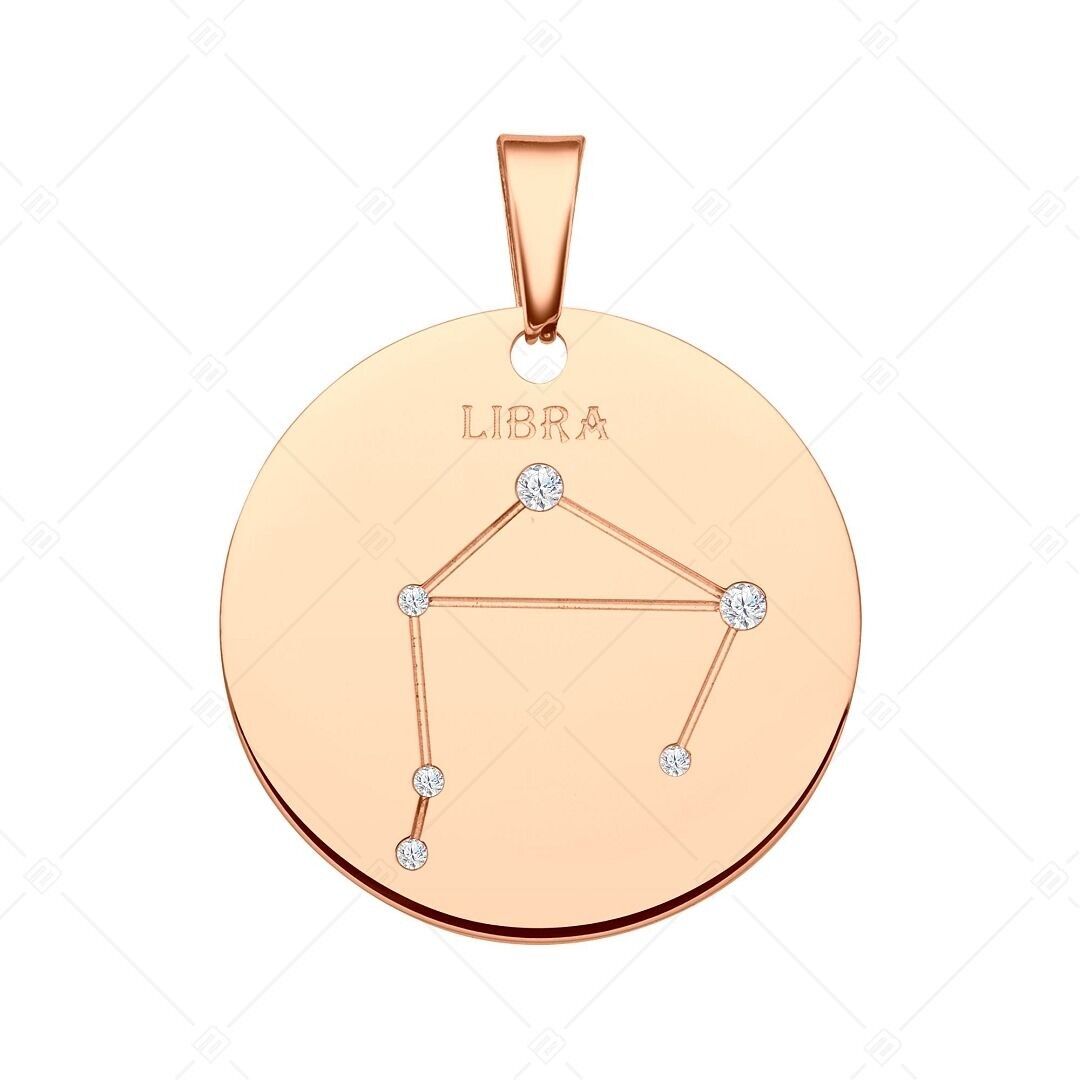 BALCANO - Colgante del Zodíaco/Constelación con Circonitas y Baño de Oro Rosa de 18 K - Libra