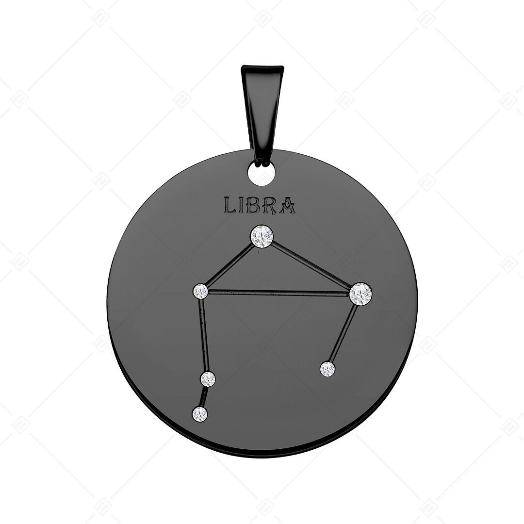 BALCANO - Colgante del Zodíaco/Constelación con Circonitas y Baño de PVD Negro - Libra