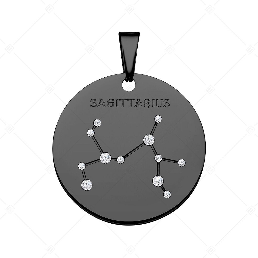 BALCANO - Colgante de constelación del zodíaco con circonitas, baño de PVD negro - Sagitario