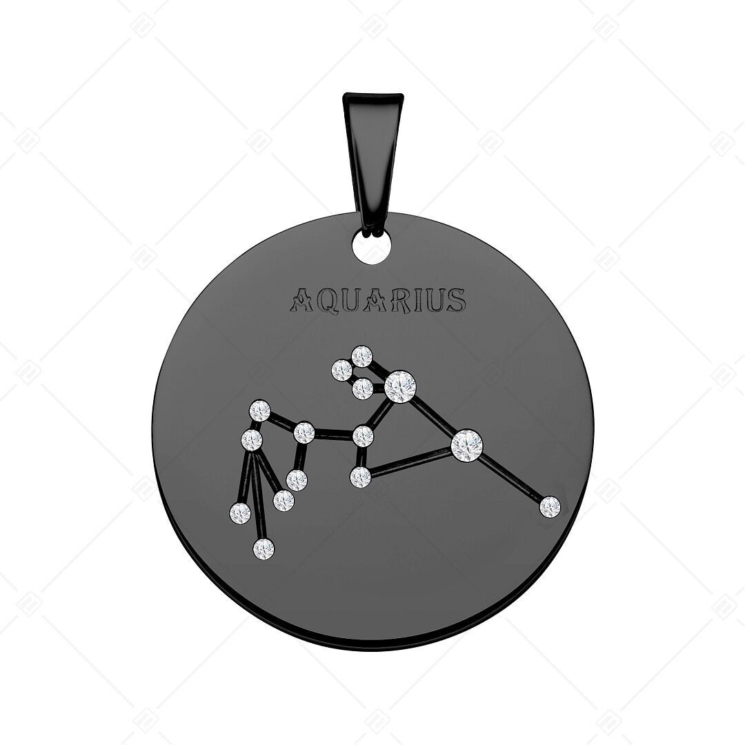 BALCANO - Colgante de constelación/zodíaco con circonitas, baño de PVD negro - Acuario