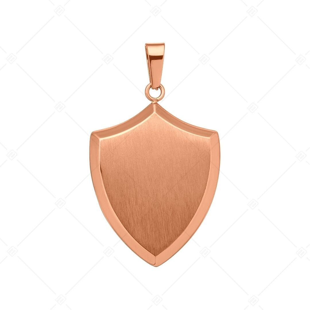 BALCANO - Escudo / Colgante de acero inoxidable, chapado en oro rosa de 18 quilates