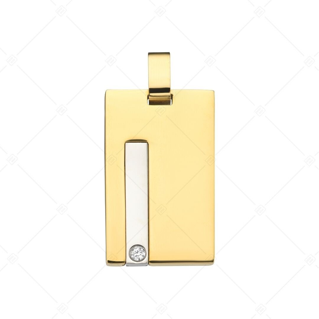 BALCANO - Charlie / Colgante de acero inoxidable con circonita cúbica, chapado en oro de 18 quilates