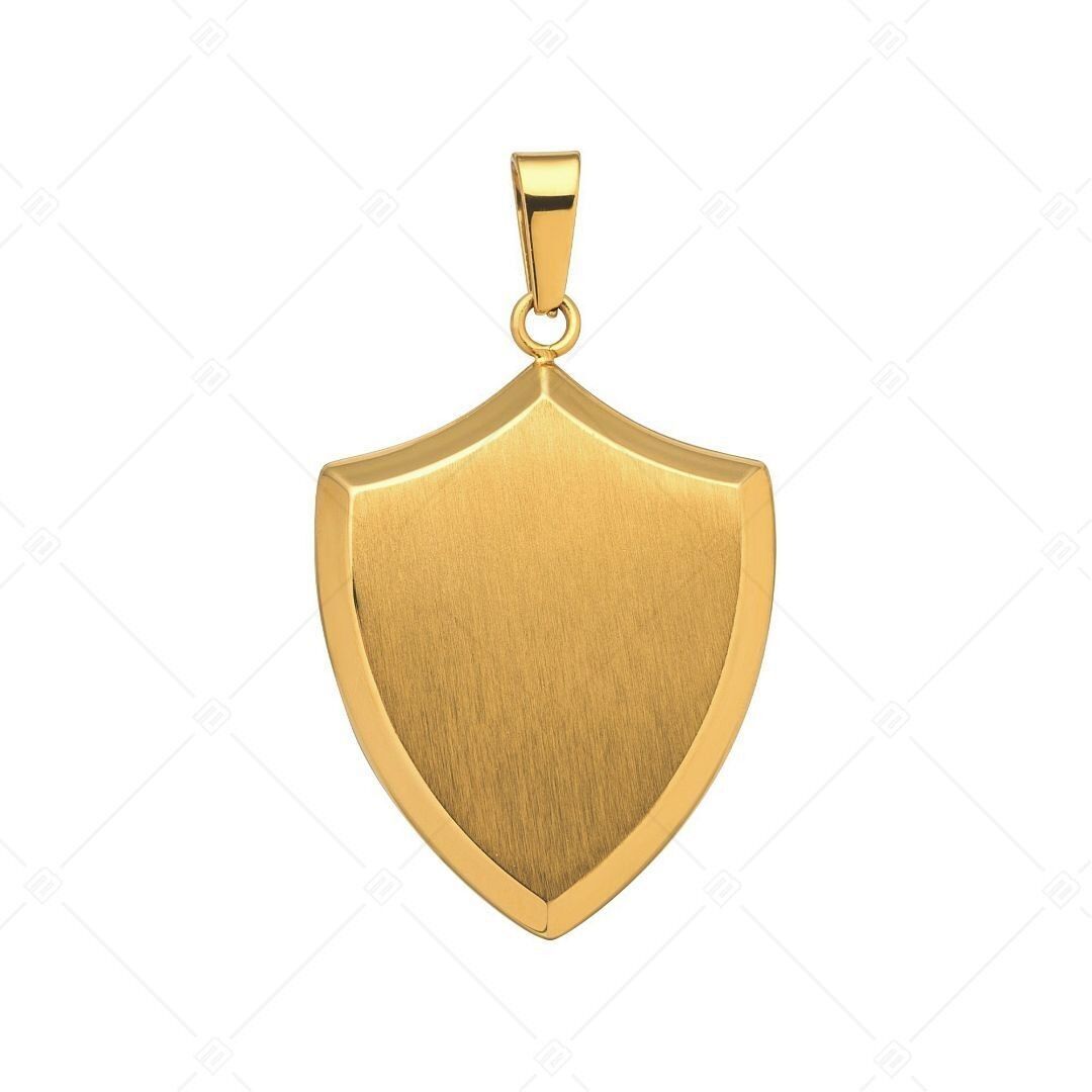 BALCANO - Escudo / Colgante de acero inoxidable, chapado en oro de 18 quilates