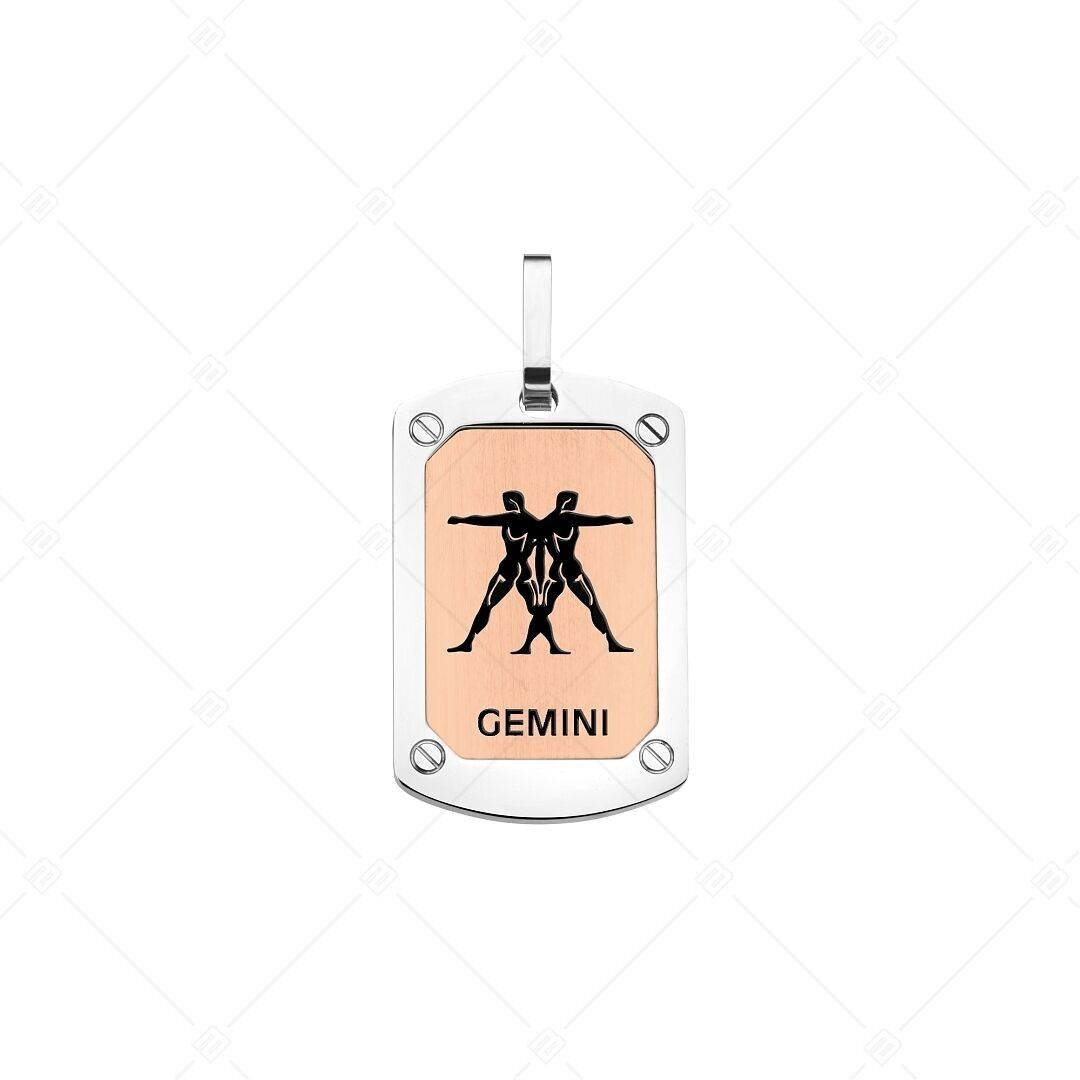 BALCANO - Colgante Géminis/Horóscopo, chapado en oro rosa de 18 quilates - Géminis