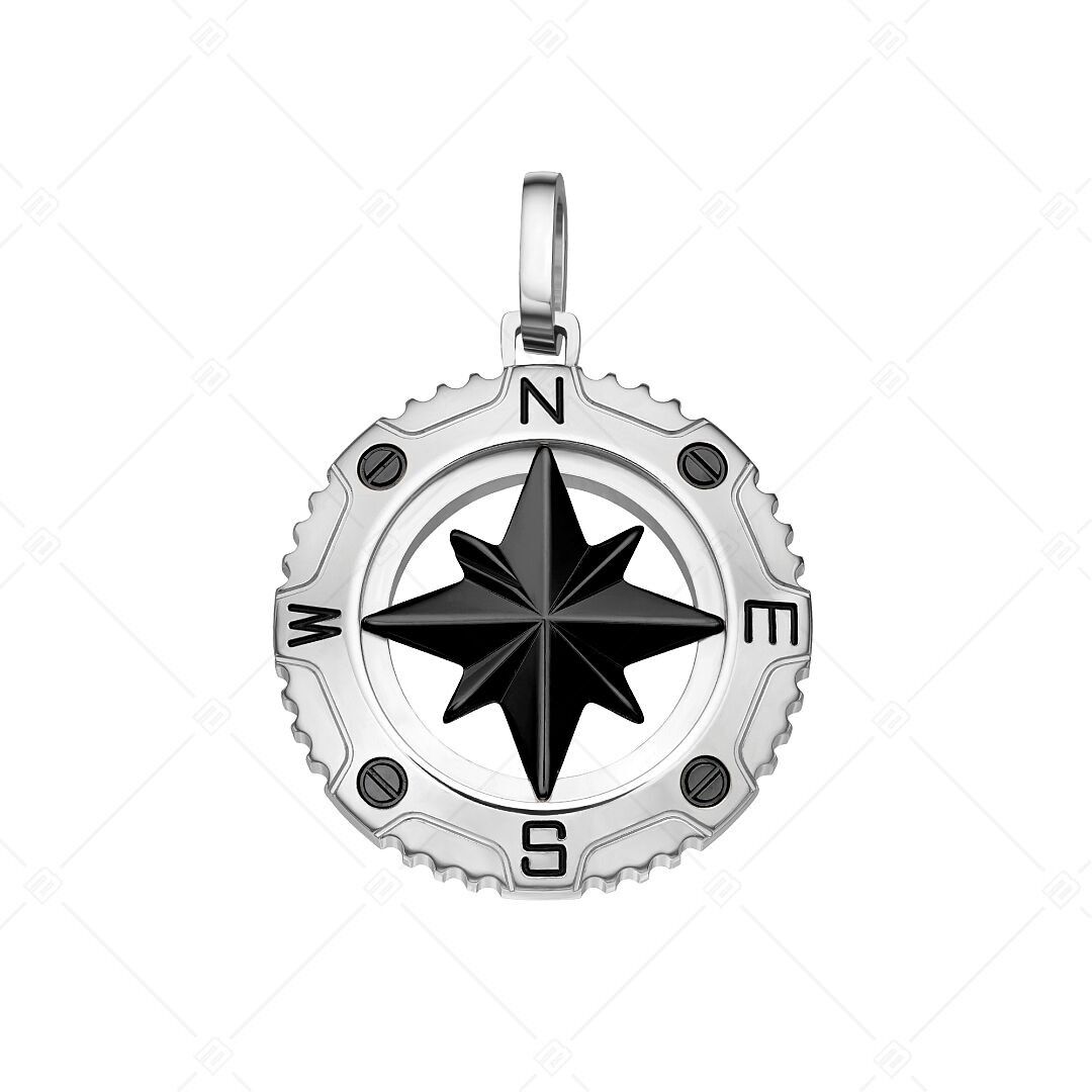 BALCANO - Colgante de marinero/brújula pulido y chapado en PVD negro