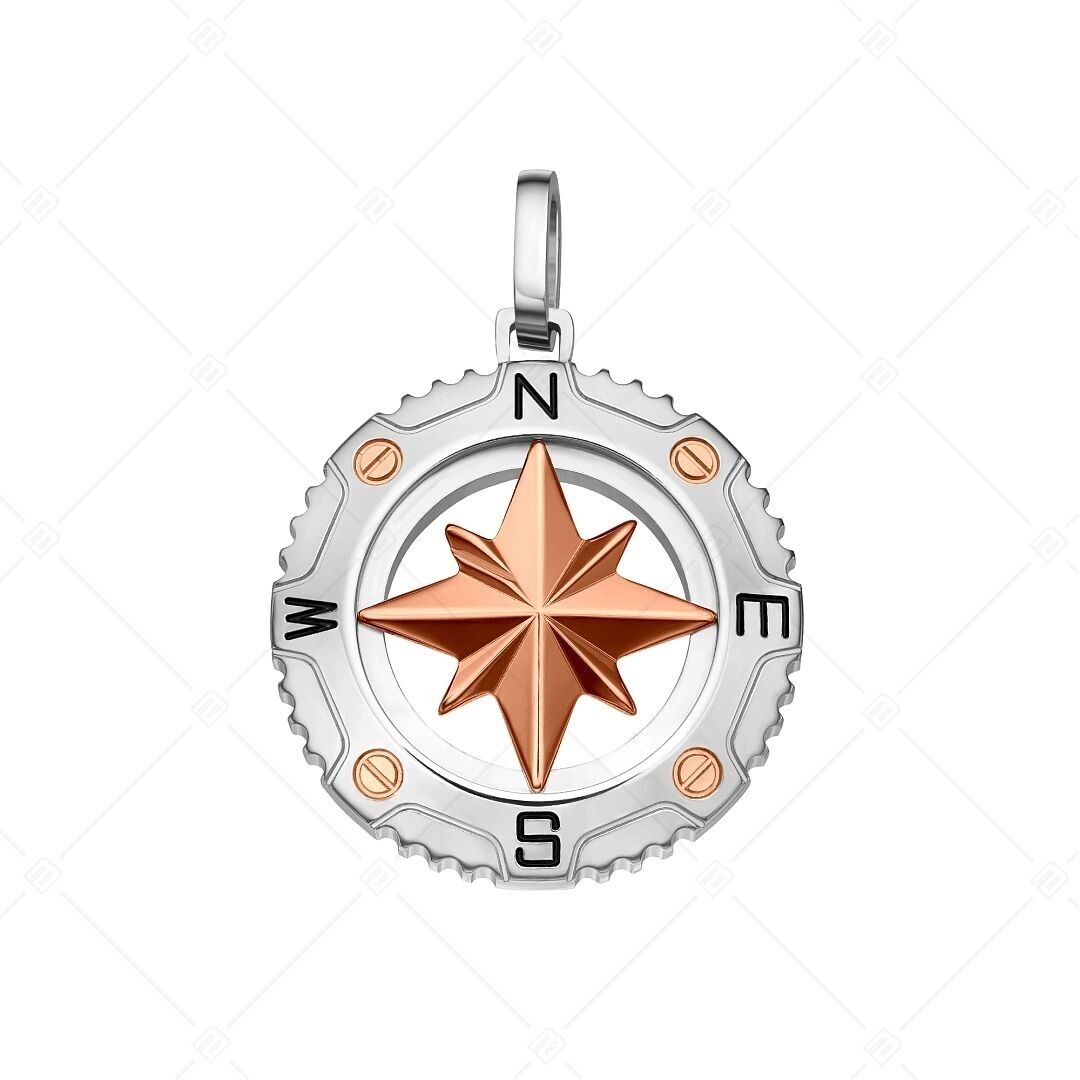 BALCANO - Colgante de marinero/brújula pulido y chapado en oro rosa de 18 quilates