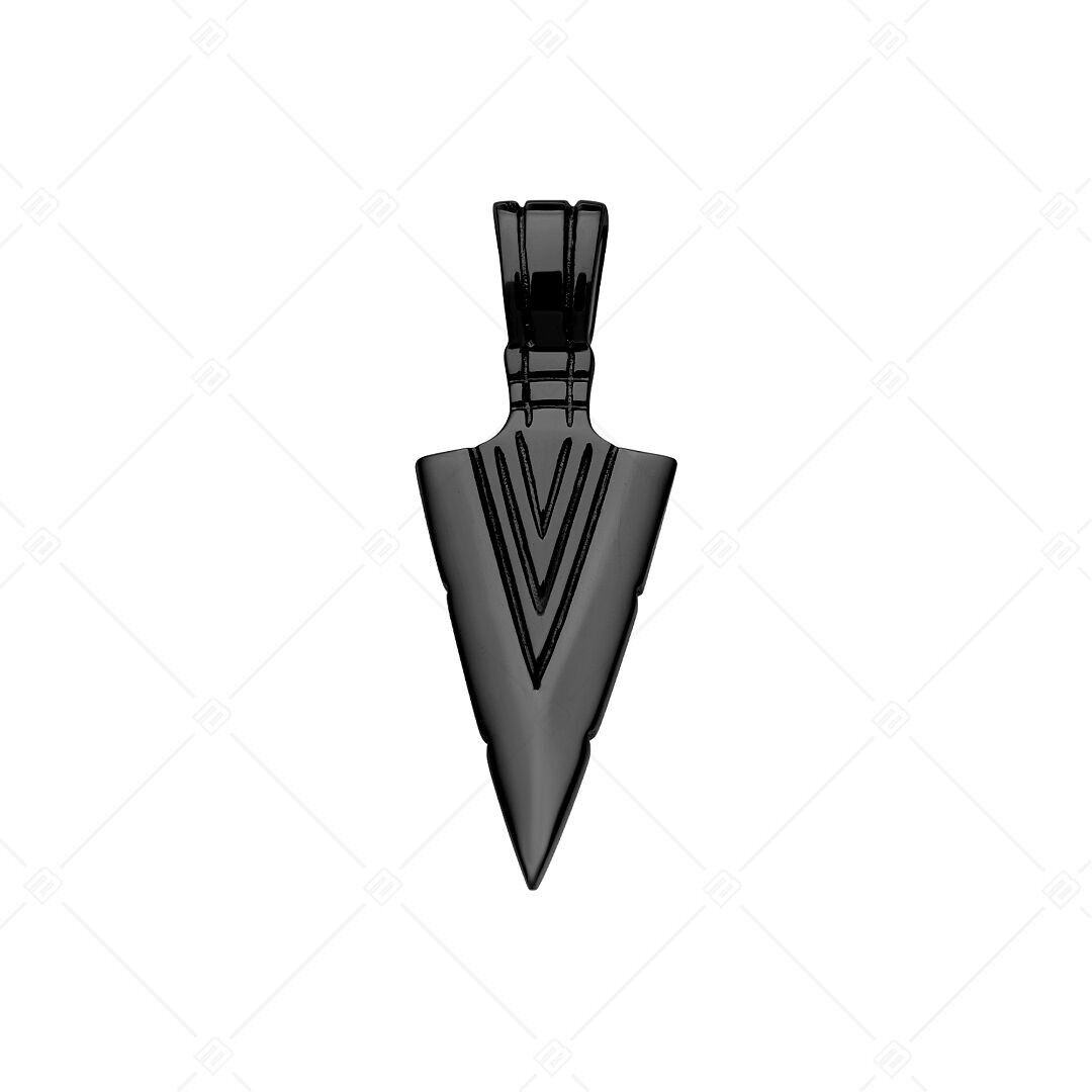 BALCANO - Colgante de flecha/punta de flecha con alto brillo y baño de PVD negro