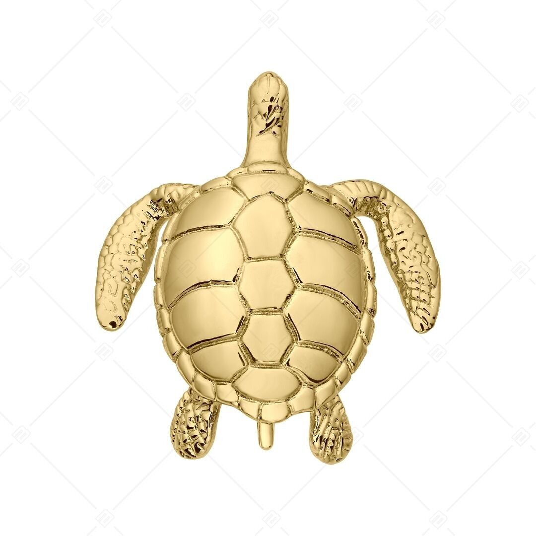 BALCANO - Tortuga / Colgante de tortuga de acero inoxidable, chapado en oro de 18 quilates