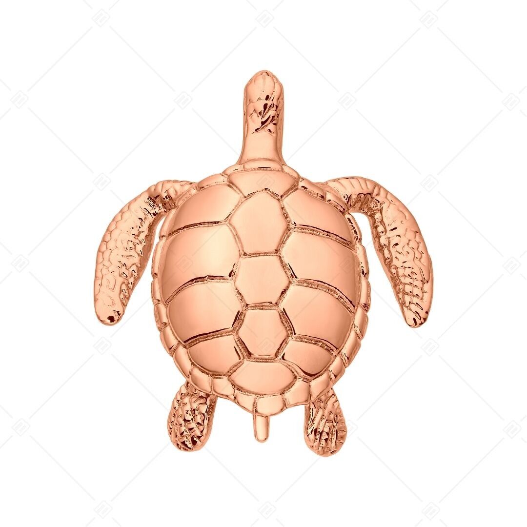 BALCANO - Tortuga / Colgante de tortuga de acero inoxidable, chapado en oro rosa de 18 quilates