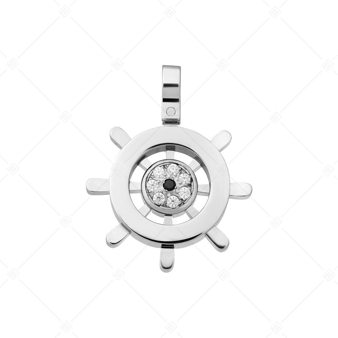BALCANO - Timonel / Colgante de volante de barco de acero inoxidable con circonitas, pulido