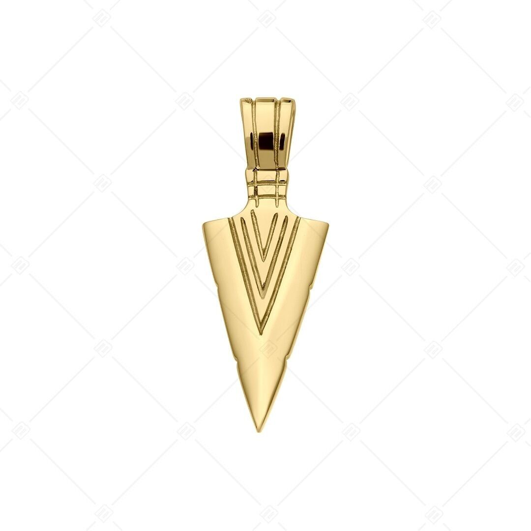 BALCANO - Colgante de punta de flecha de acero inoxidable con acabado pulido y baño de oro de 18 quilates.