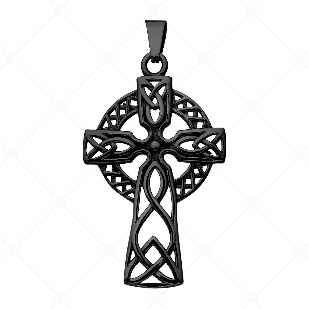 BALCANO - Cruz celta / Colgante de cruz celta de acero inoxidable, chapado en PVD negro