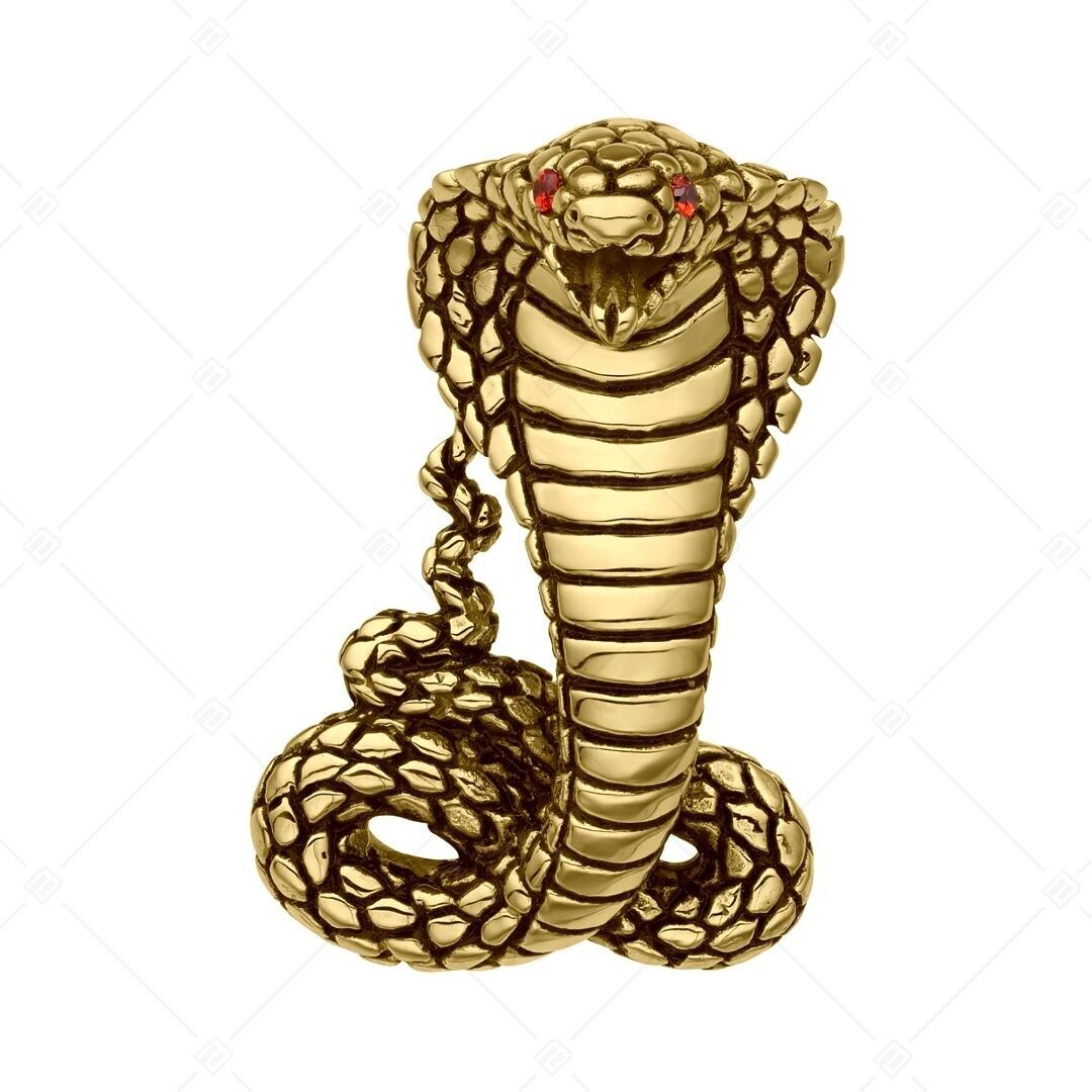 BALCANO - Colgante de cobra de acero inoxidable con circonitas, chapado en oro de 18 quilates.