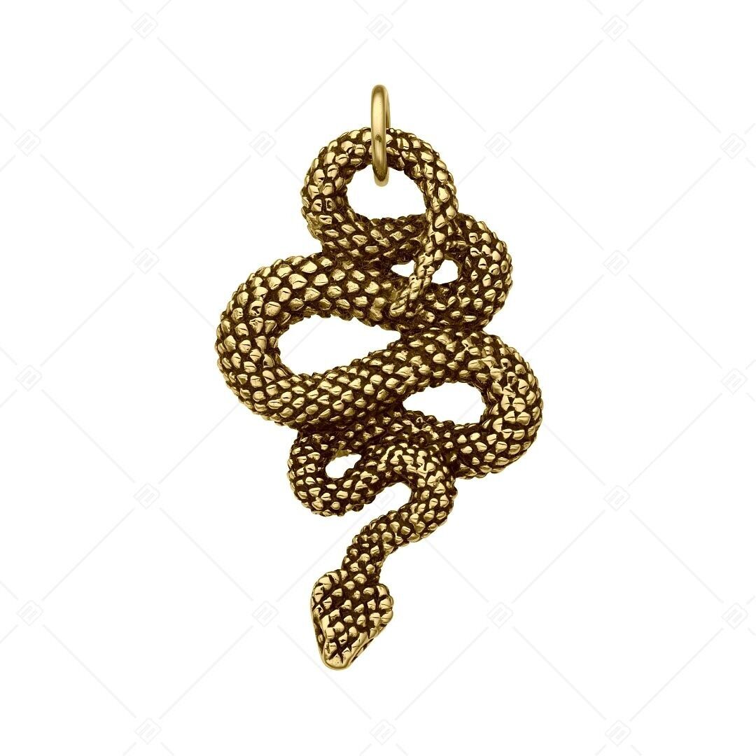 BALCANO - Colgante de serpiente de acero inoxidable, chapado en oro de 18 quilates