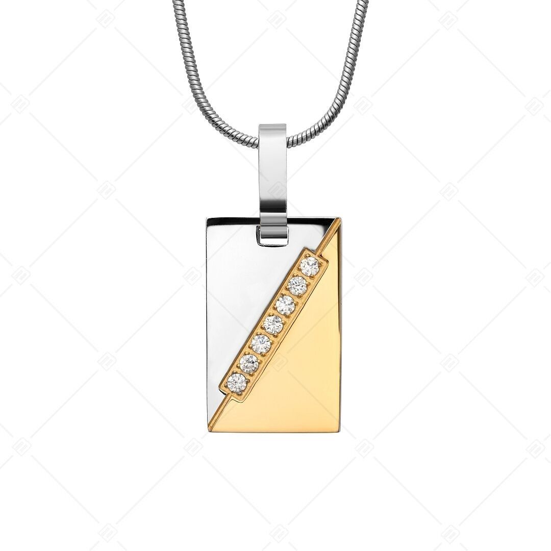 BALCANO - Collar con colgante de acero inoxidable, chapado en oro de 18 quilates y circonitas cúbicas.