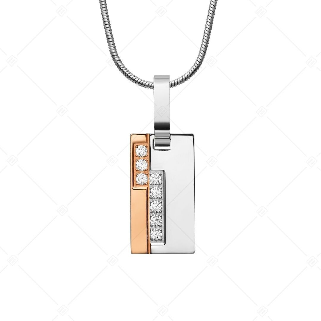 BALCANO - Collar con colgante Aurora de acero inoxidable, chapado en oro rosa de 18 quilates y circonitas cúbicas.