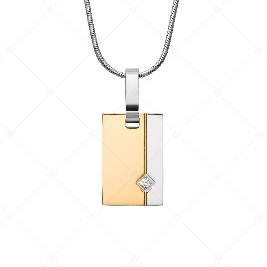 BALCANO - Collar con colgante de acero inoxidable, chapado en oro de 18 quilates y circonitas cúbicas.