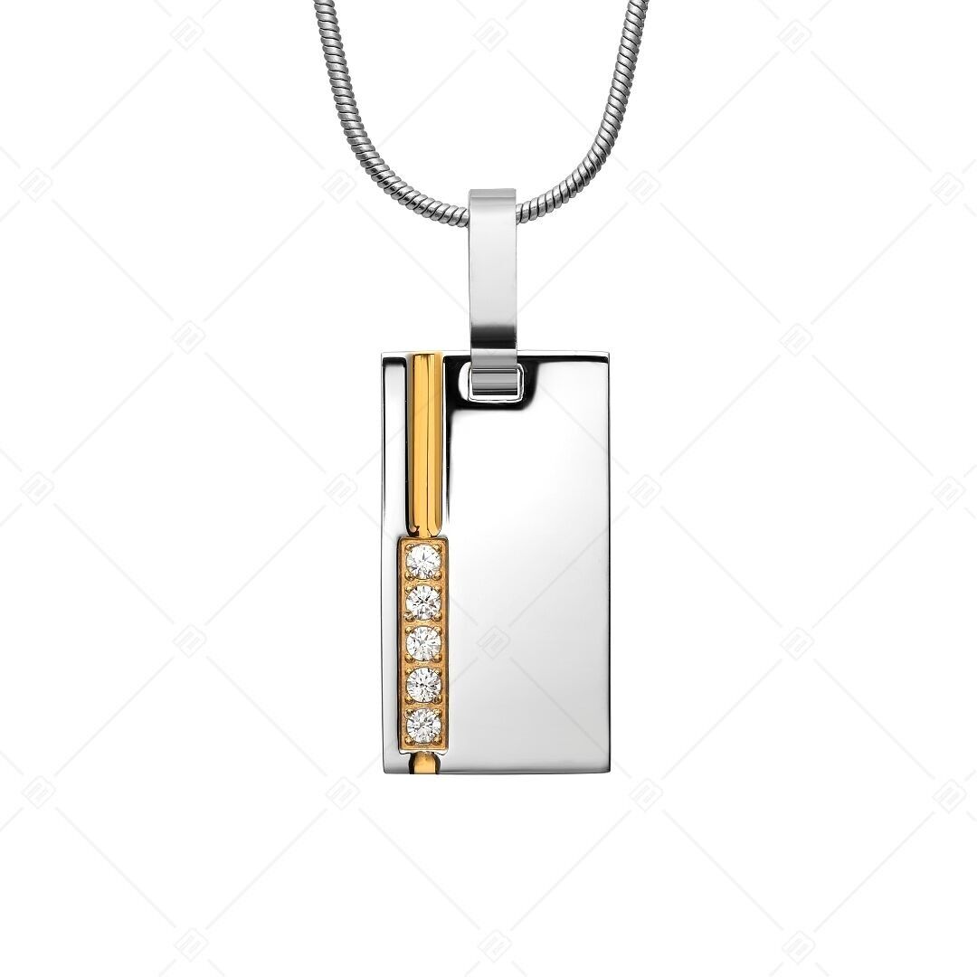 BALCANO - Sendero / Collar colgante de acero inoxidable con baño de oro de 18 quilates y circonitas cúbicas