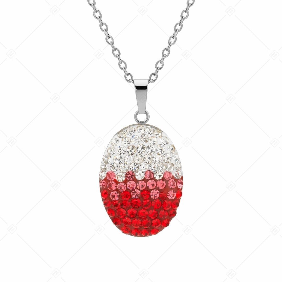 BALCANO - Oliva / Collar de acero inoxidable con colgante de cristal ovalado