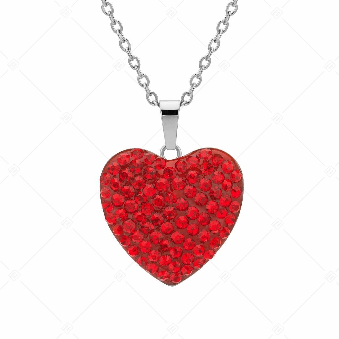 BALCANO - Cuore / Collar de acero inoxidable con colgante de cristal en forma de corazón