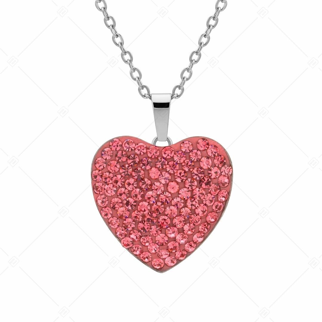 BALCANO - Cuore / Collar de acero inoxidable con colgante de cristal en forma de corazón