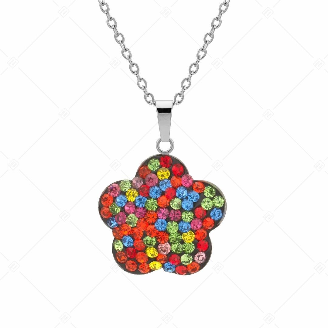 BALCANO - Fiore / Collar de acero inoxidable con colgante de cristal en forma de flor