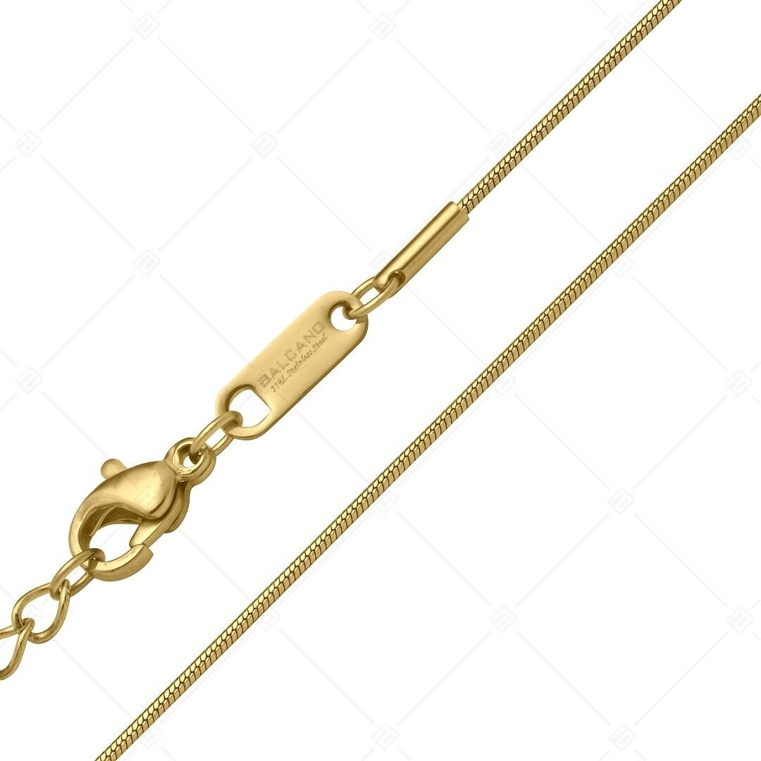 BALCANO - Cadena de serpiente de acero inoxidable, chapada en oro de 18 quilates, 1 mm