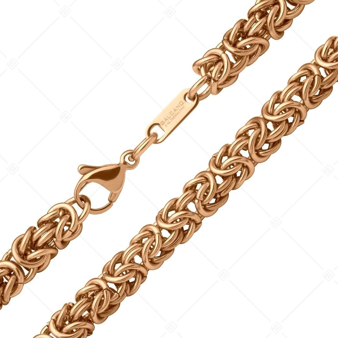 BALCANO - Chaîne byzantine King's Braid en acier inoxydable plaqué or rose 18 carats - 6 mm