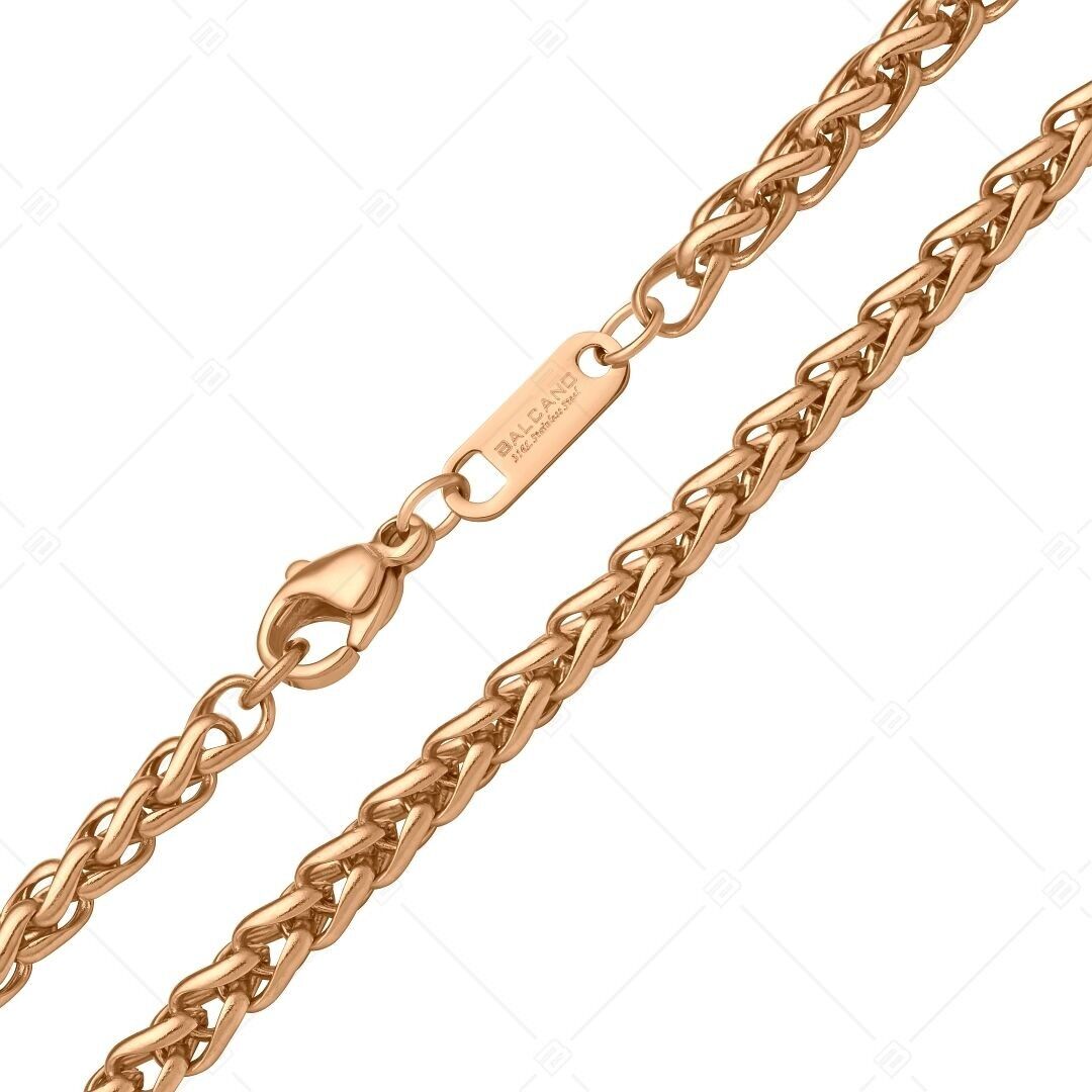 BALCANO - Chaîne tressée en acier inoxydable plaqué or rose 18 carats - 4 mm