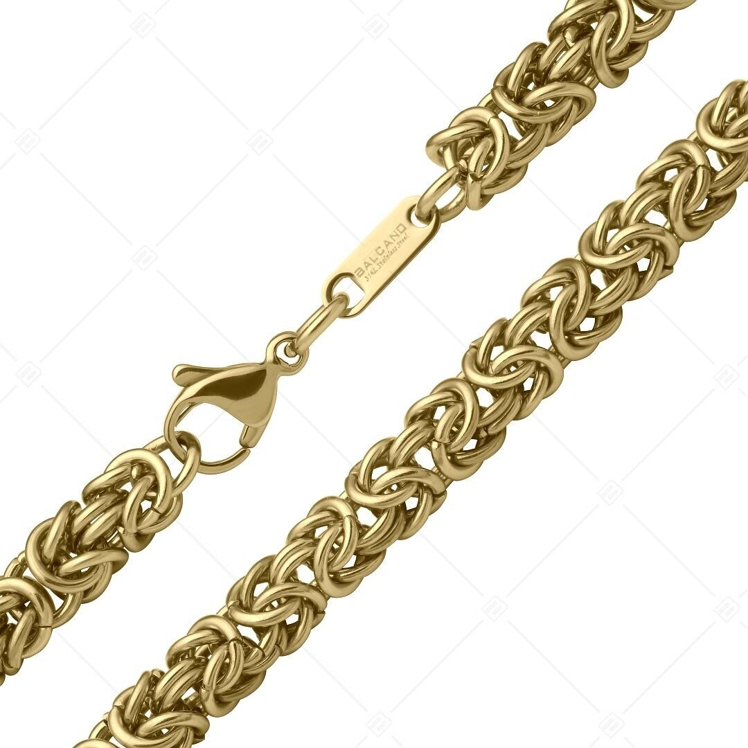 BALCANO - Chaîne byzantine King's Braid en acier inoxydable plaqué or 18 carats - 6 mm