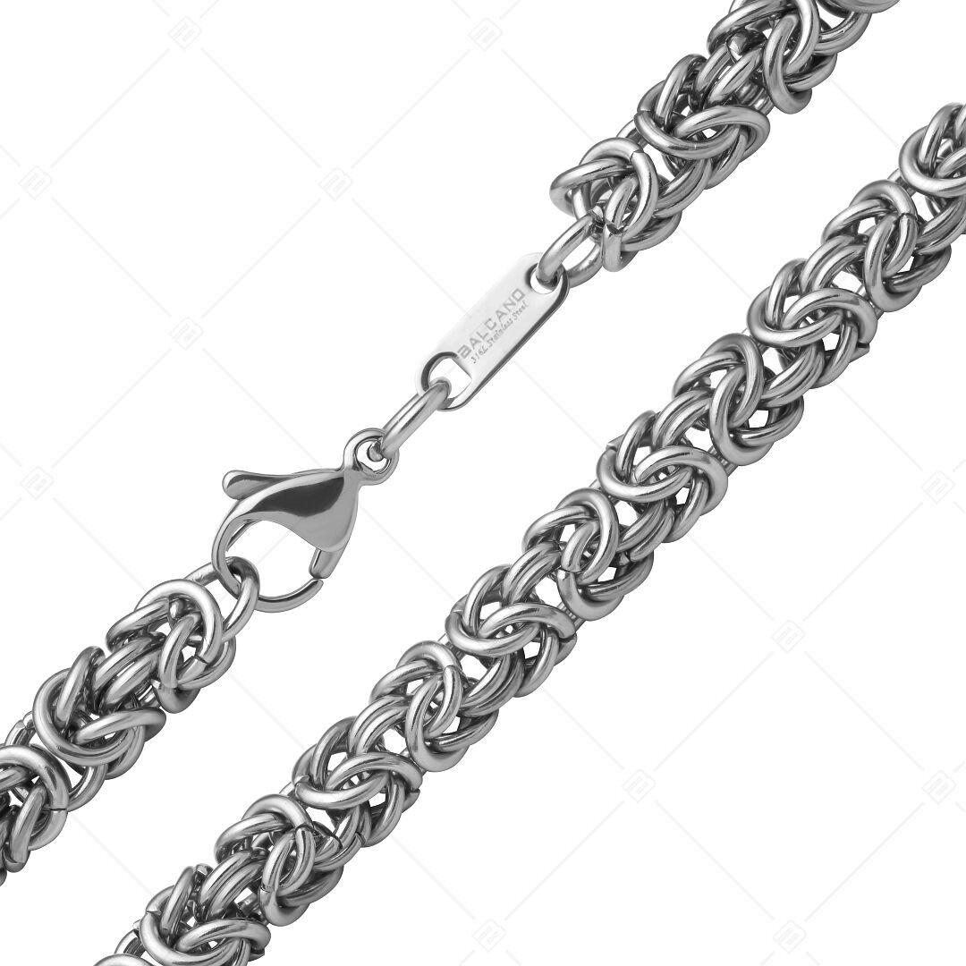 BALCANO - Chaîne byzantine King's Braid en acier inoxydable poli miroir - 6 mm