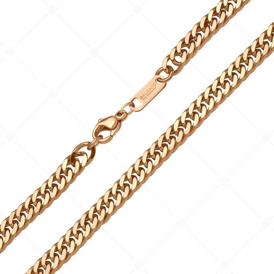 BALCANO - Chaîne double gourmette en acier inoxydable plaqué or rose 18 carats - 6 mm