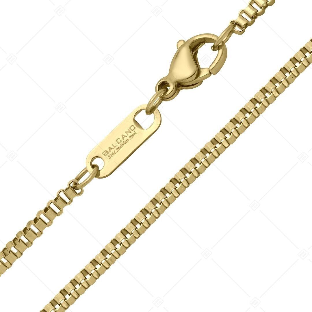 BALCANO - Cadena veneciana de acero inoxidable, chapada en oro de 18 quilates, 2 mm
